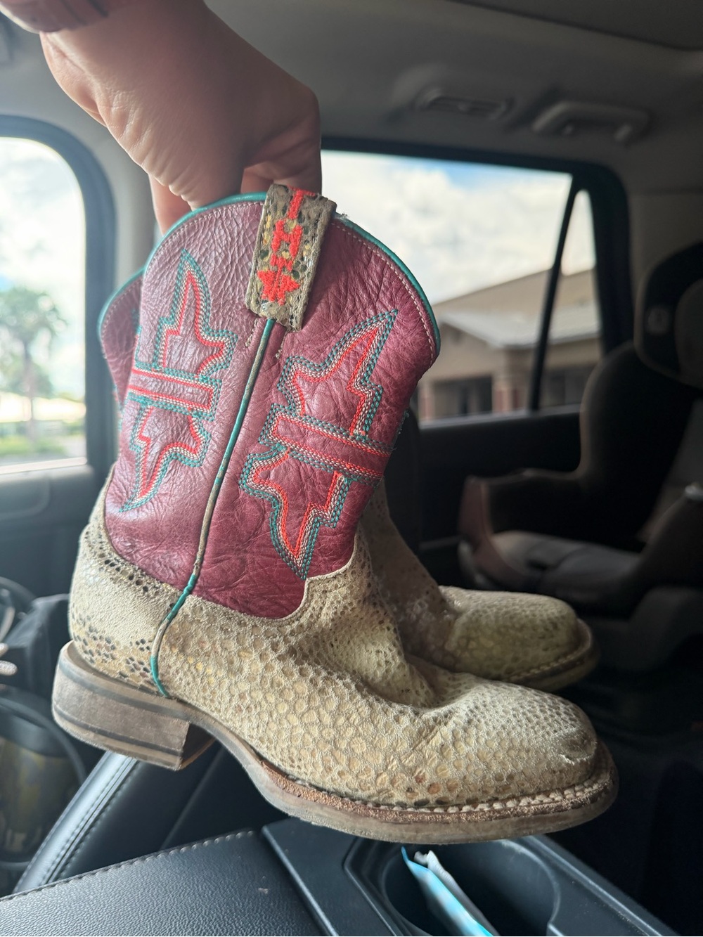 Tin Haul Kids Burgundy and Teal Western Boots